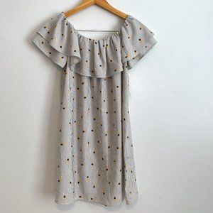 Soprano Off Shoulder Tropical Stripe Dress